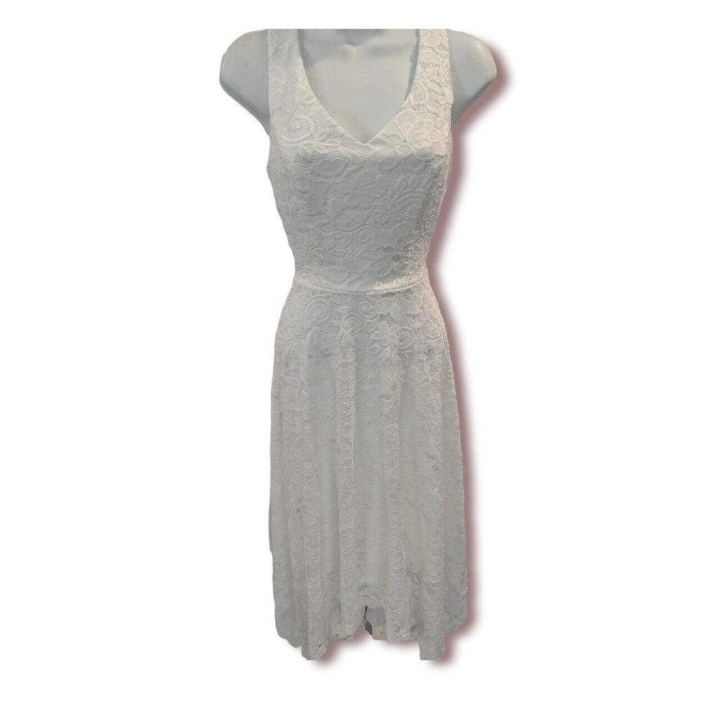 Meetjen White Sleeveless Stretch Lace Dress Size M NWOT